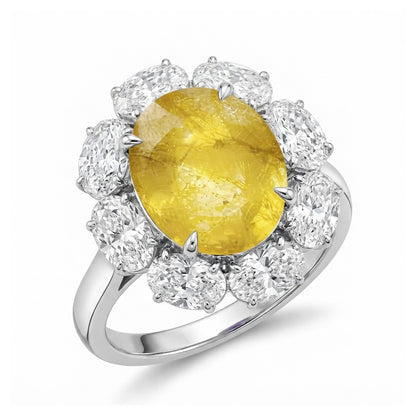 Yellow Sapphire Women Ring - Cut Cluster