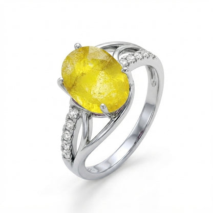 Yellow Sapphire Women Ring - Pavé Bypass