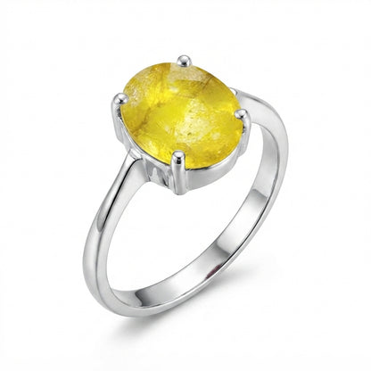 Yellow Sapphire Women Ring - Classic Solitaire