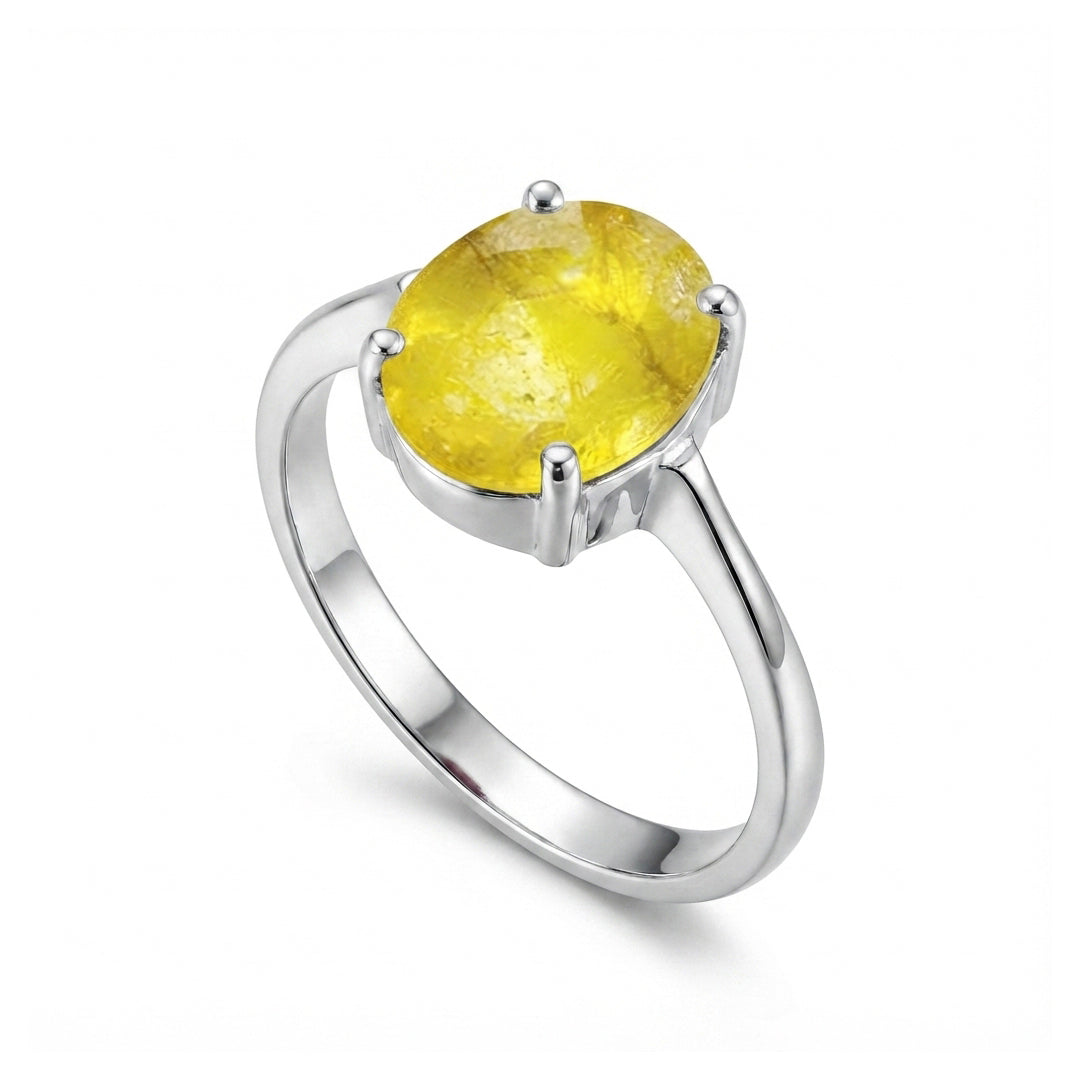 Yellow Sapphire Women Ring - Classic Solitaire