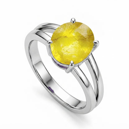 Yellow Sapphire Women Ring -  Double-Band