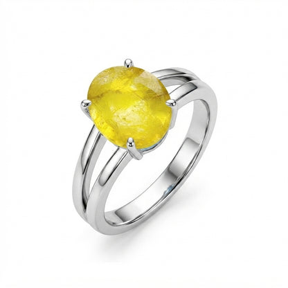 Yellow Sapphire Women Ring -  Double-Band