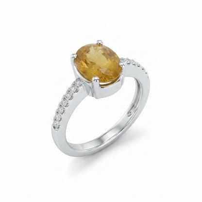 Yellow Sapphire Women Ring - French-Set