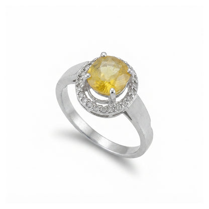 Yellow Sapphire Women Ring - Floating