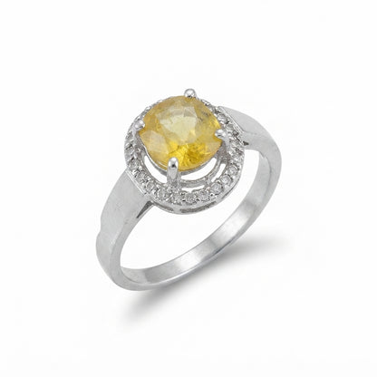 Yellow Sapphire Women Ring - Floating