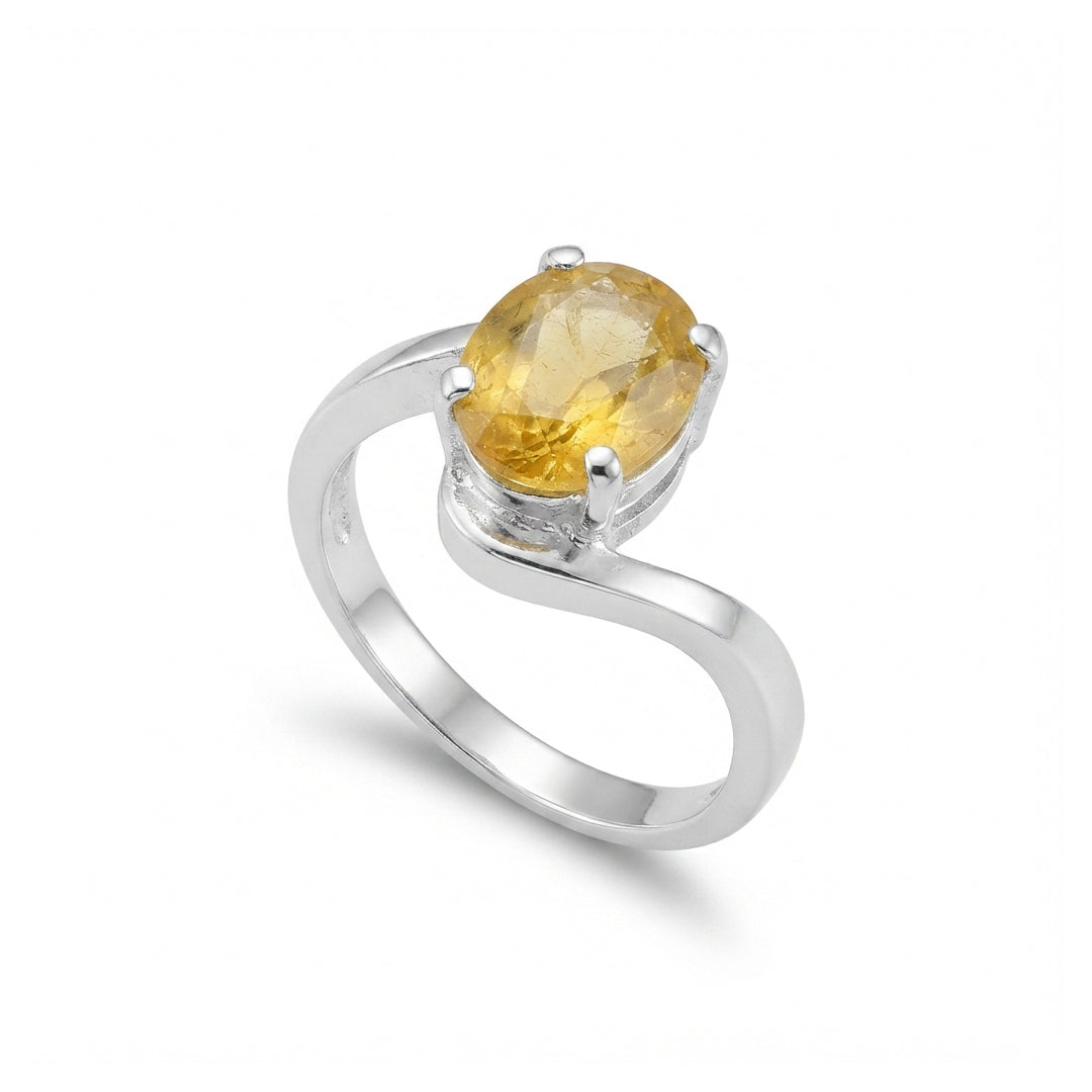 Yellow Sapphire Women Ring - Asymmetric