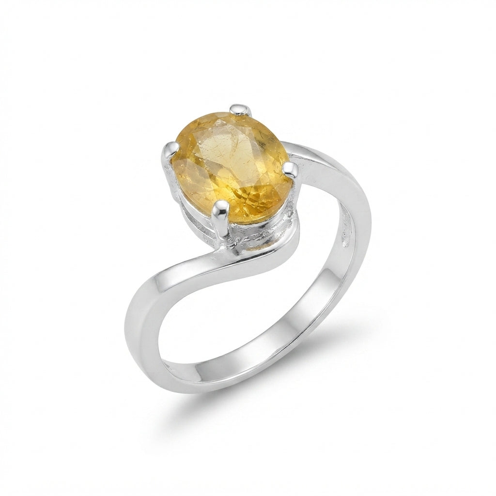 Yellow Sapphire Women Ring - Asymmetric