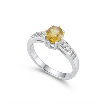 Yellow Sapphire Women Ring - Bordered