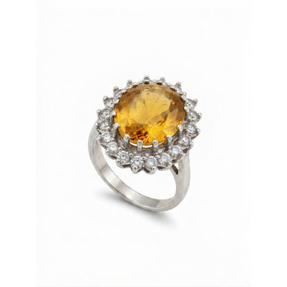 Yellow Sapphire Women Ring - Cluster
