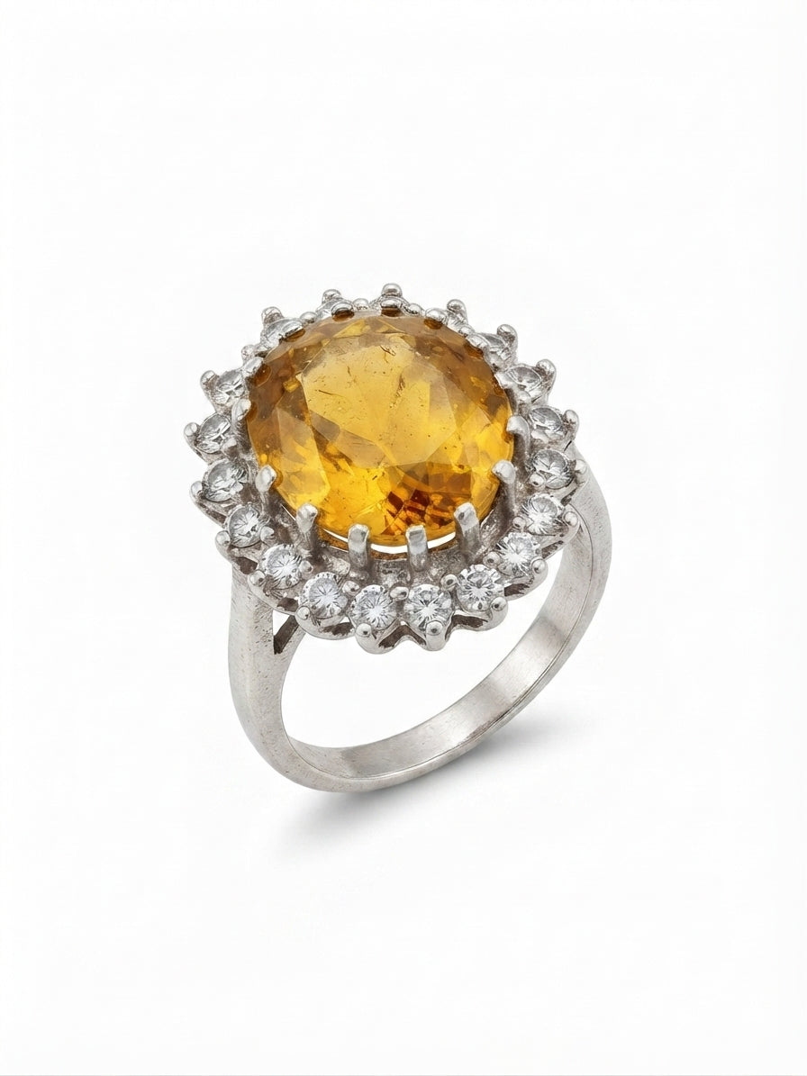 Yellow Sapphire Women Ring - Cluster