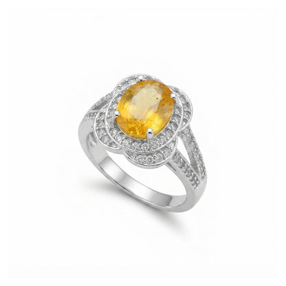 Yellow Sapphire Women Ring - Petal-Tiered