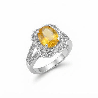 Yellow Sapphire Women Ring - Petal-Tiered