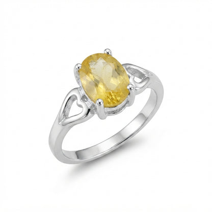 Yellow Sapphire Women Ring - Cutout-Heart