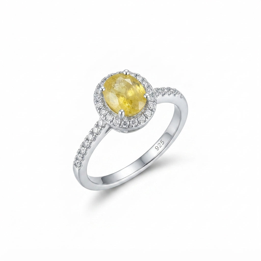 Yellow Sapphire Women Ring - Single-Halo