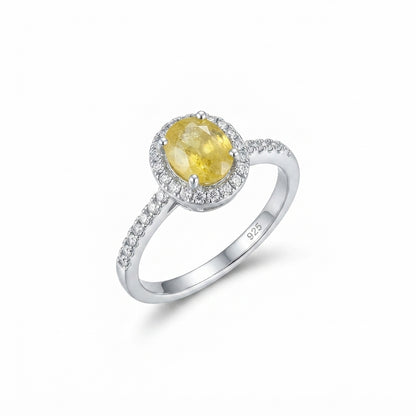 Yellow Sapphire Women Ring - Single-Halo