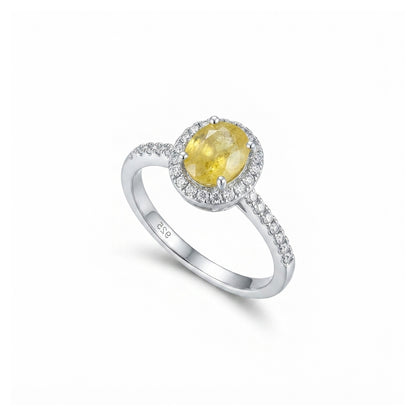 Yellow Sapphire Women Ring - Single-Halo