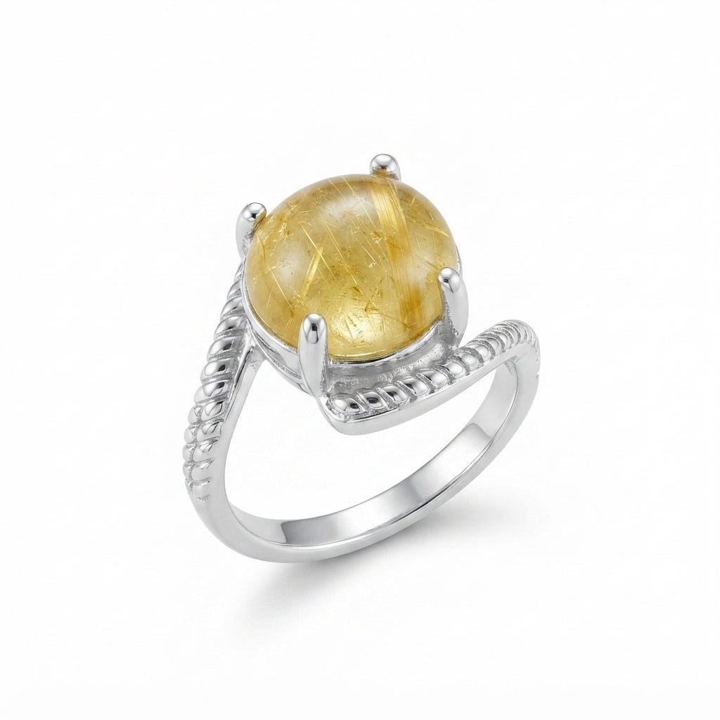 Yellow Sapphire Women Ring - Domed-Cabochon