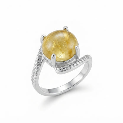 Yellow Sapphire Women Ring - Domed-Cabochon