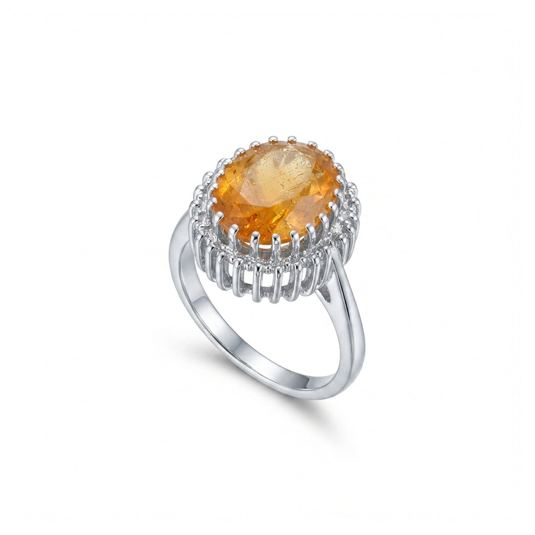 Yellow Sapphire Women Ring - Ribbed Under-Gallery