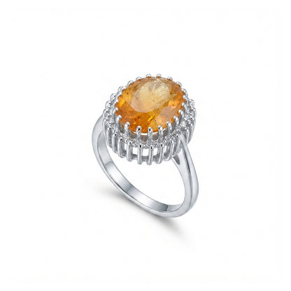 Yellow Sapphire Women Ring - Ribbed Under-Gallery