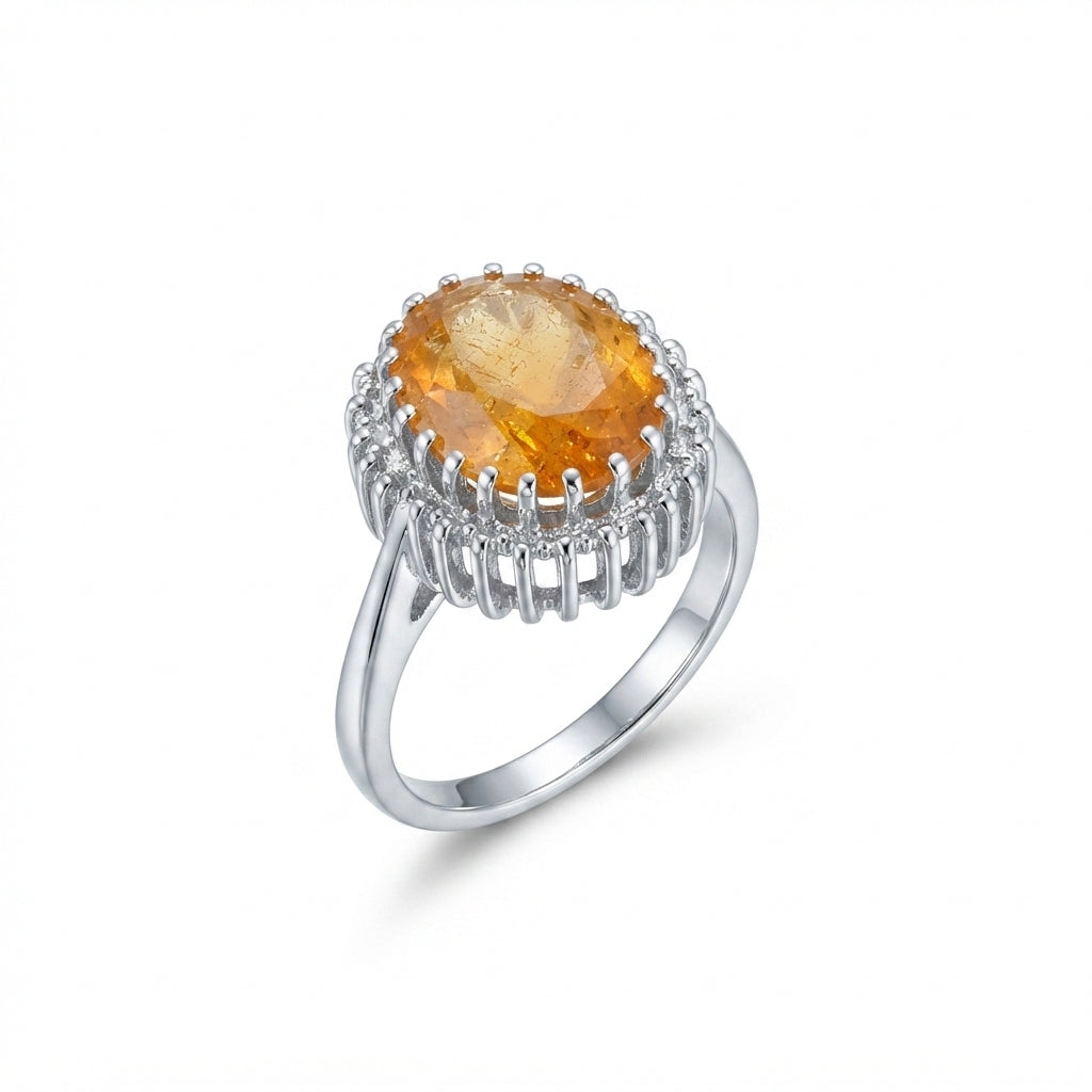 Yellow Sapphire Women Ring - Ribbed Under-Gallery