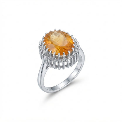Yellow Sapphire Women Ring - Ribbed Under-Gallery