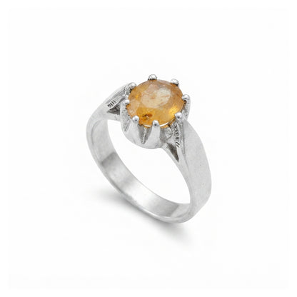 Yellow Sapphire Men Ring - Engraved