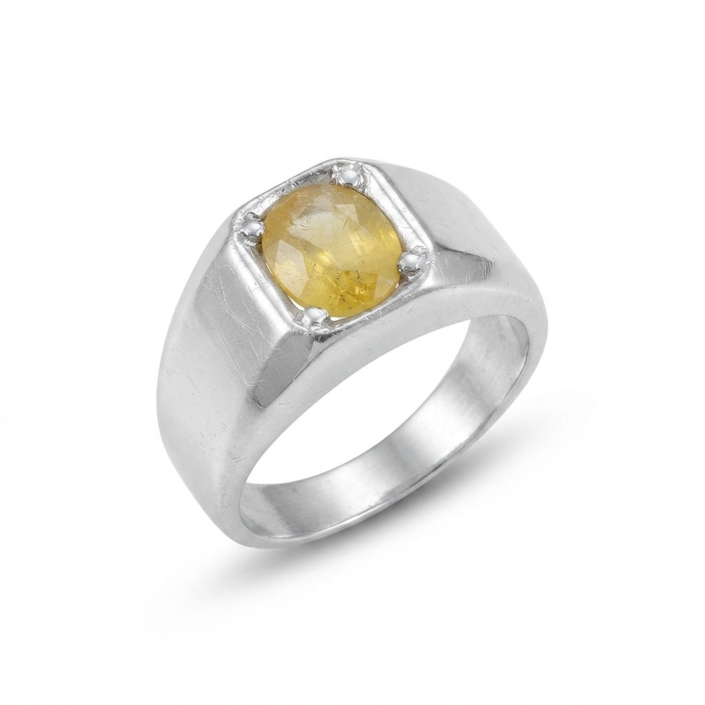 Yellow Sapphire Men Ring - Inset