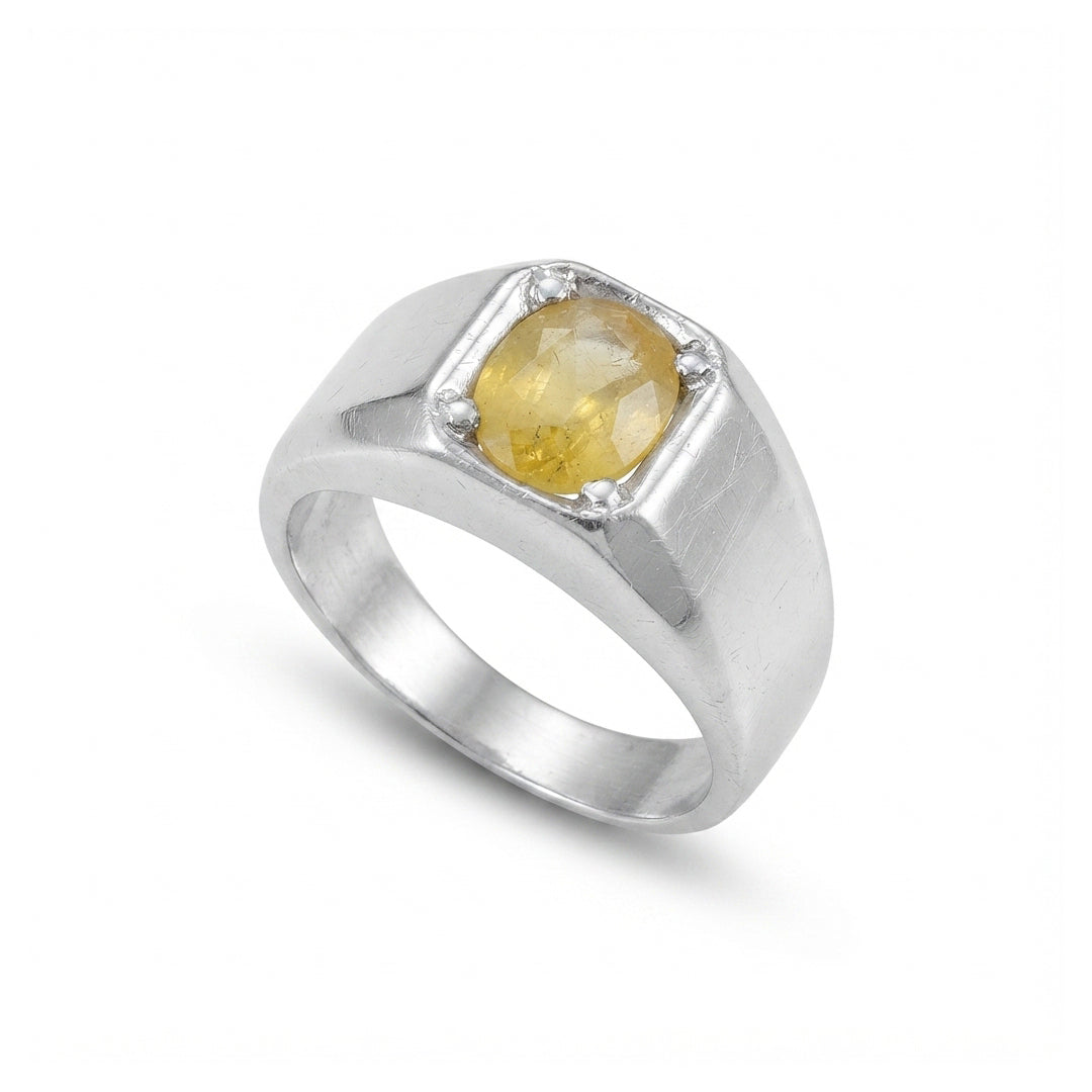 Yellow Sapphire Men Ring - Inset