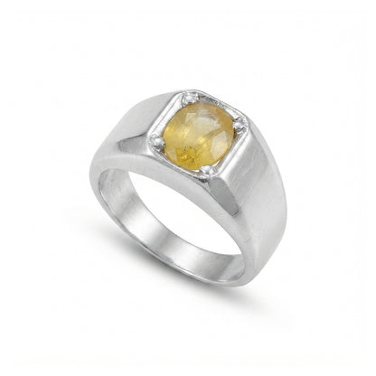 Yellow Sapphire Men Ring - Inset