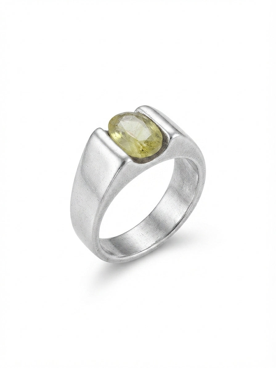 Yellow Sapphire Men Ring - South Bezel