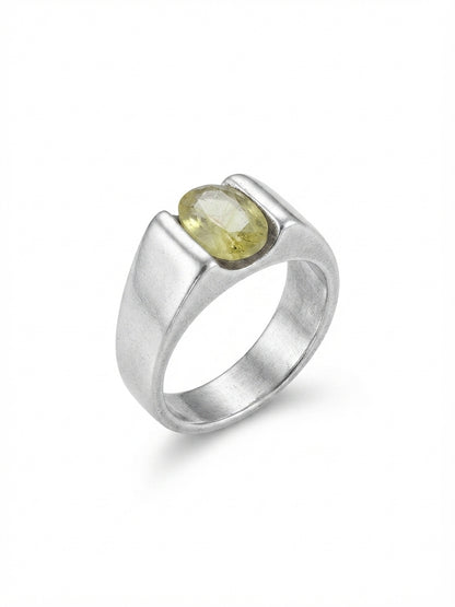 Yellow Sapphire Men Ring - South Bezel