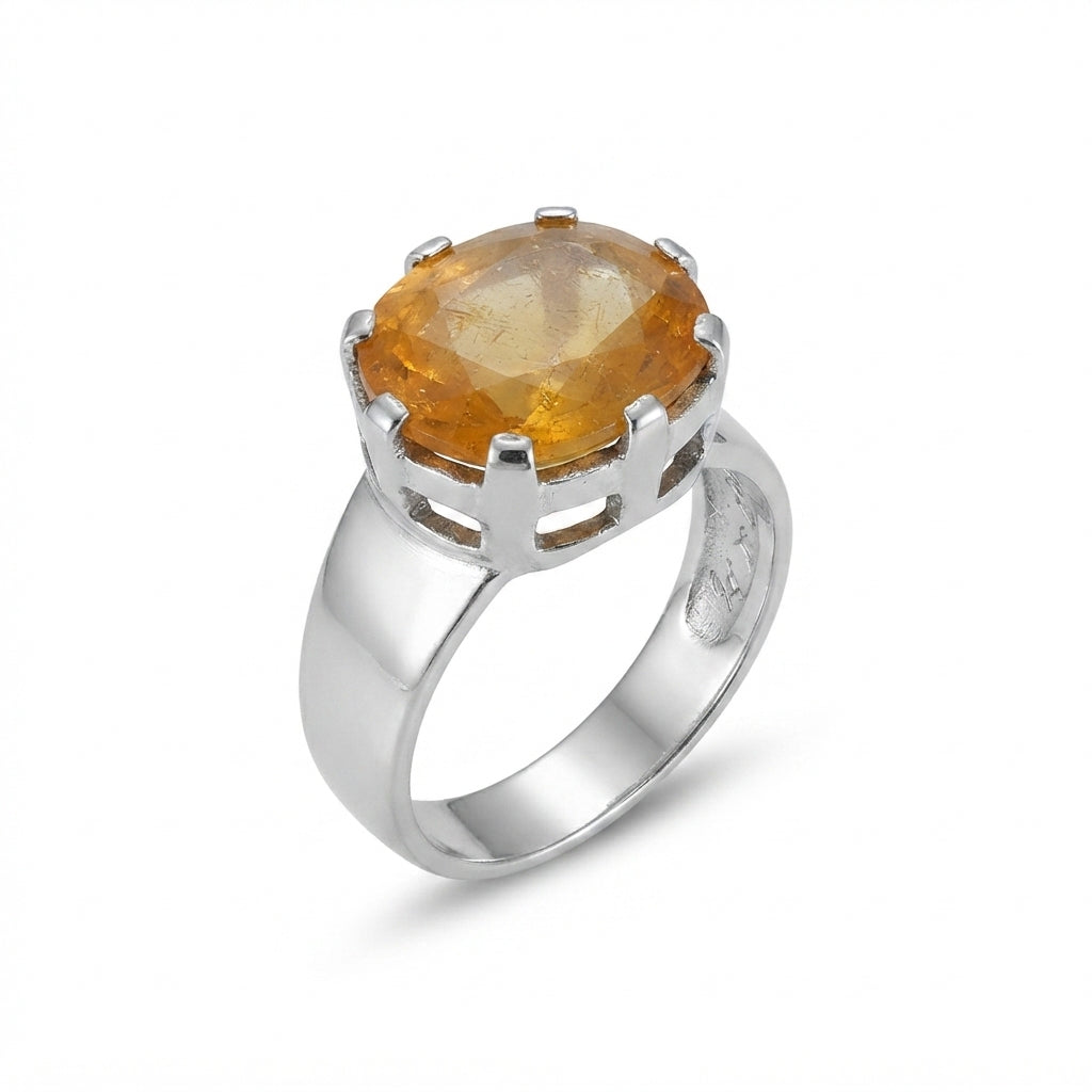 Yellow Sapphire Men Ring - Oval