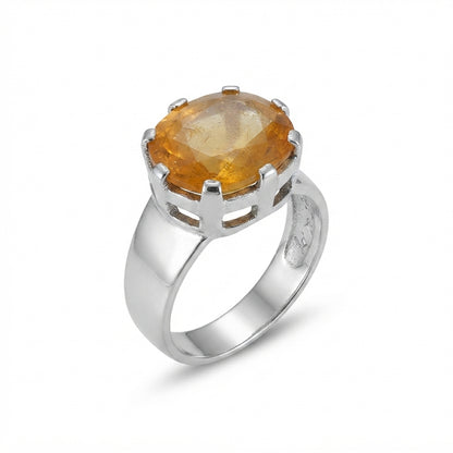 Yellow Sapphire Men Ring - Oval