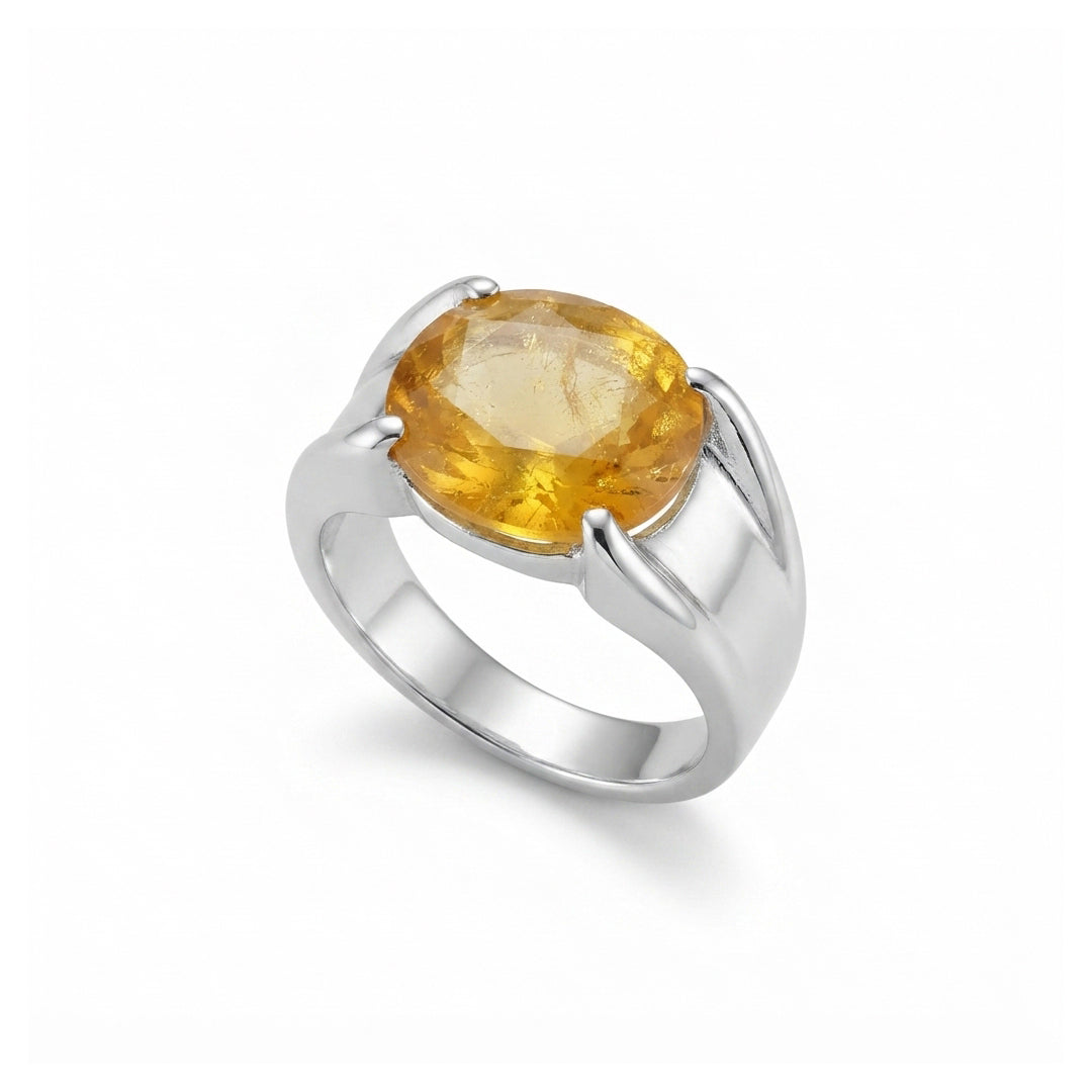 Yellow Sapphire Men Ring - Oval