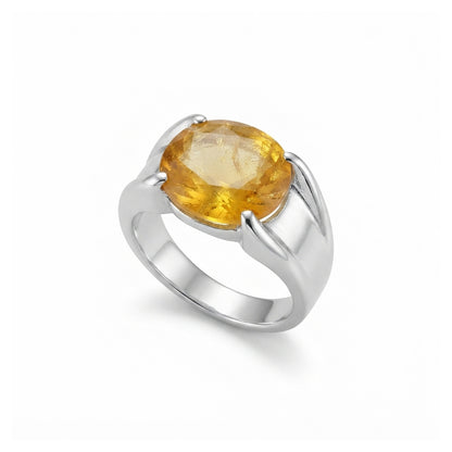 Yellow Sapphire Men Ring - Oval