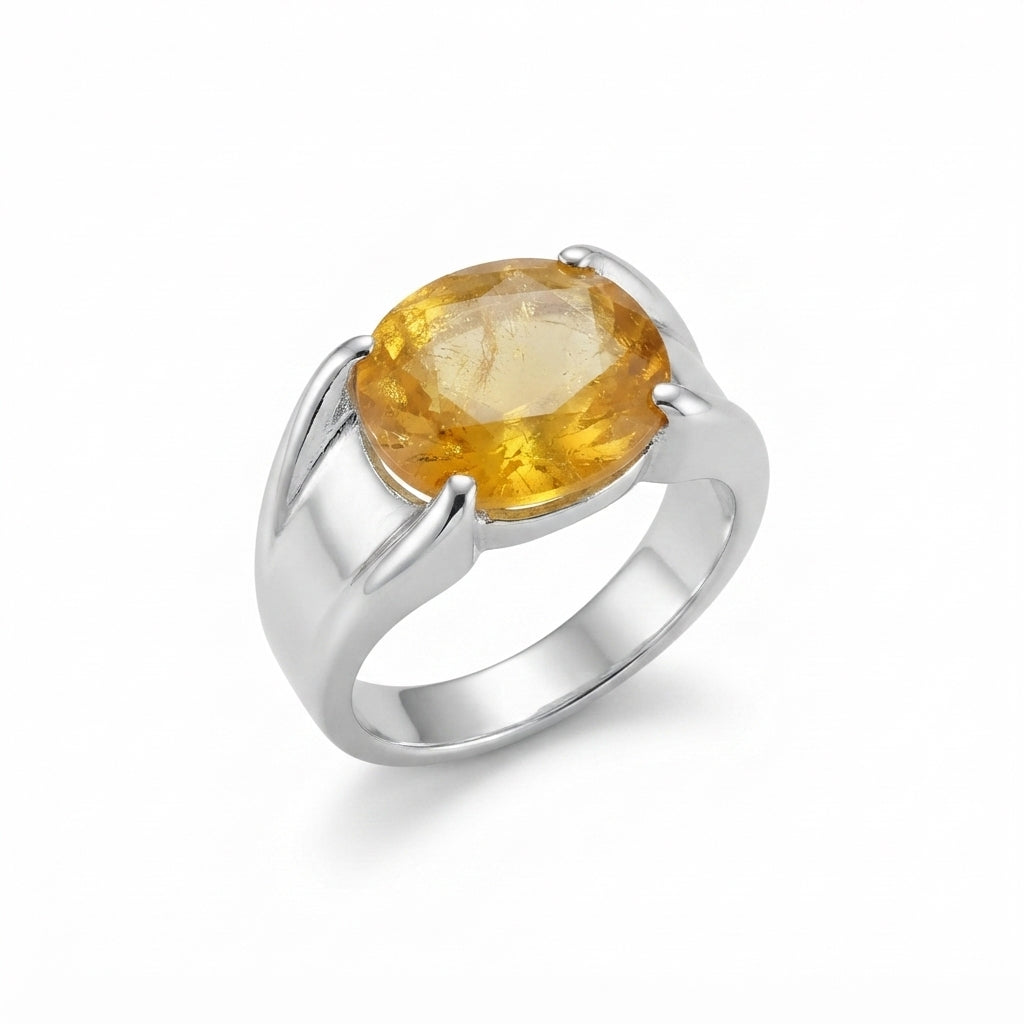 Yellow Sapphire Men Ring - Oval
