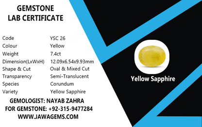 Lab Certified Yellow Sapphire - 7.4 crt