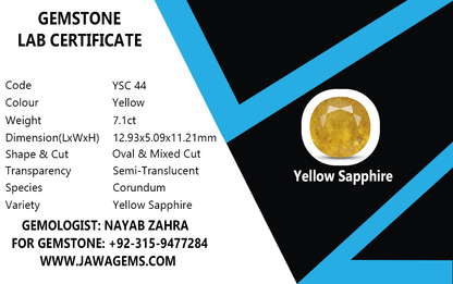Lab Certified Yellow Sapphire - 7.1 crt