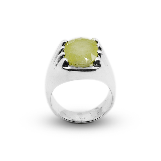 Yellow Sapphire Men Ring – Side Lines Design