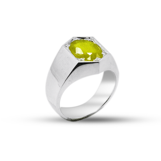 Yellow Sapphire Men Ring – Inlay Ring Design