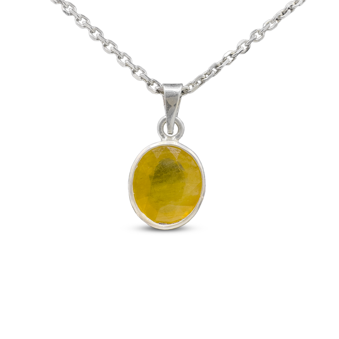 Yellow Sapphire Pendant - Ovalate Design