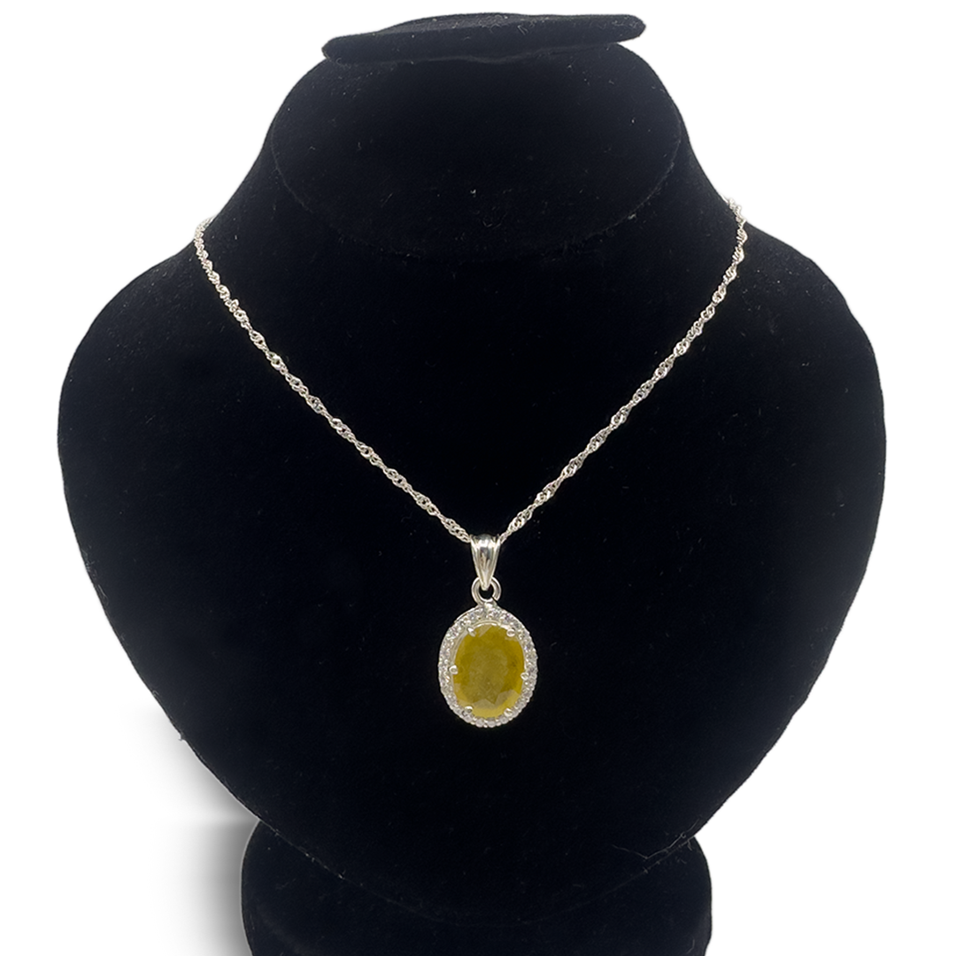 Yellow Sapphire Pendant - Halo Catcher Design