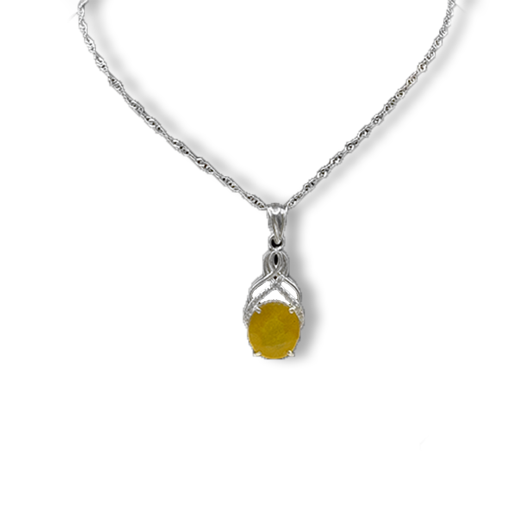 Yellow Sapphire Pendant - Sunflower Design