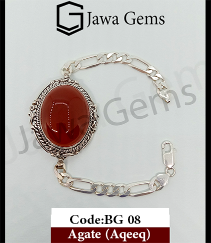 Buy Men / Women Bracelet Stainless Steel Silver Color 10 Mm Width , Silver  925 Bezel Red Agate Aqeeq Carnelian Natural Stone Sizable Online in India -  Etsy